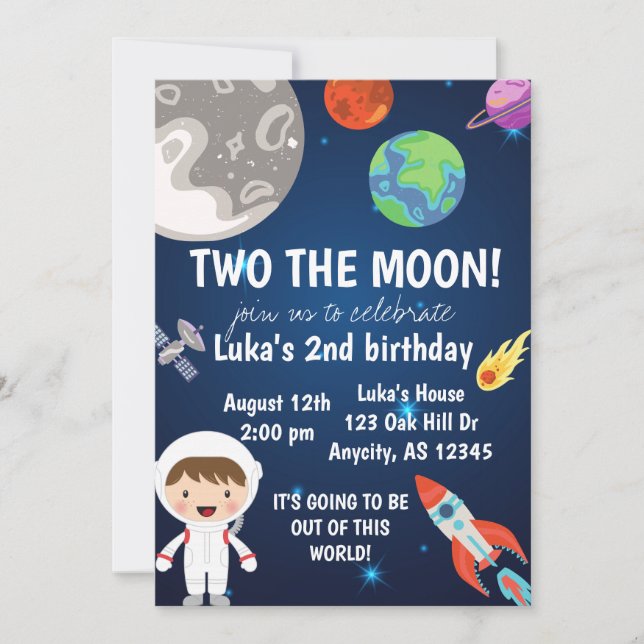 TWO the moon! Invitation (Front)