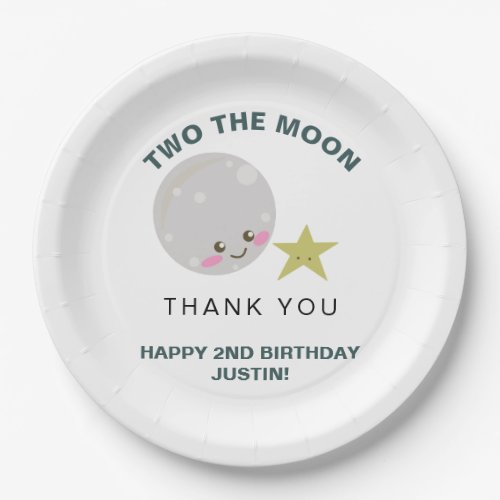 Two the Moon Kawaii 2nd Birthday Space Thank you Paper Plates