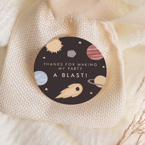 Two the Moon Kids Outer Space Birthday Favor Classic Round Sticker