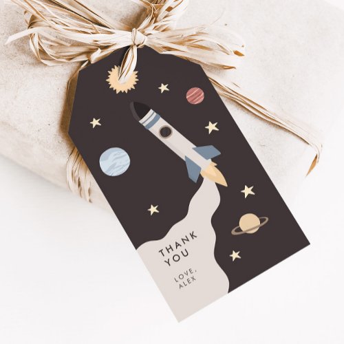 Two the Moon Kids Outer Space Birthday Favor Gift Tags