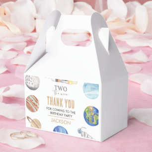 Two The Moon Modern Space 2nd Birthday Décor Favor Boxes