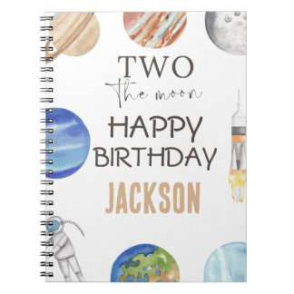 Two The Moon | Modern Space 2nd Birthday Décor Notebook