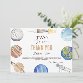 Two The Moon | Modern Space 2nd Birthday Décor Thank You Card