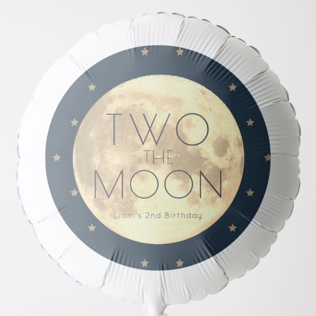 Two the Moon Navy Blue Boy 2nd Birthday Balloon (Front)