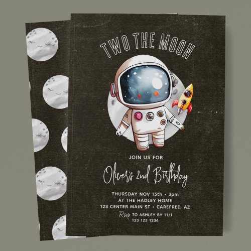 Two The Moon Night 2nd Birthday Invitation