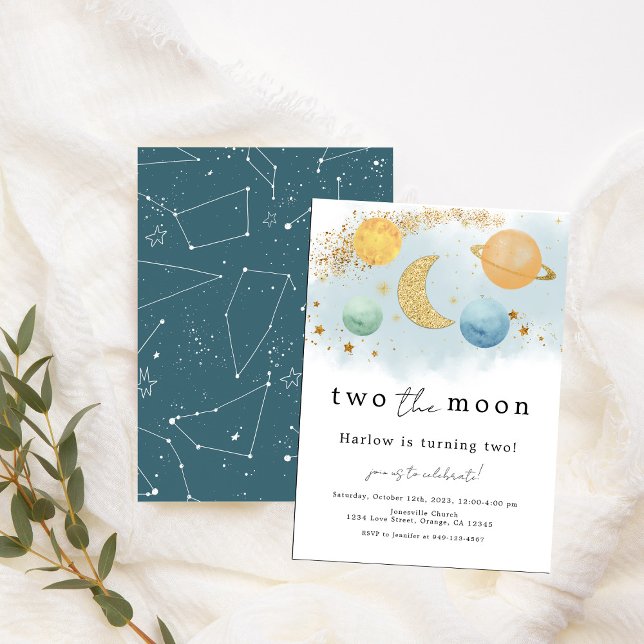 Two the Moon Outer Space 2nd Birthday Invitation (Creator Uploaded)