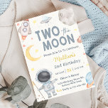 Two The Moon Outer Space Blue 2nd Birthday Party Invitation<br><div class="desc">Two The Moon Outer Space Blue 2nd Birthday Party Invitation</div>