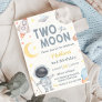 Two The Moon Outer Space Blue 2nd Birthday Party Invitation