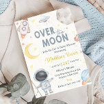 Two The Moon Outer Space Blue Baby Shower  Party Invitation<br><div class="desc">Two The Moon Outer Space Blue Baby Shower Party Invitation</div>