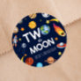 Two The Moon Outer Space Planet Birthday Party Classic Round Sticker