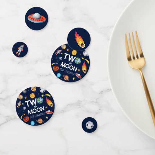 Two The Moon Outer Space Planet Birthday Party Confetti