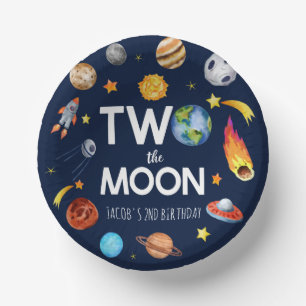 Two The Moon Outer Space Planet Birthday Party Paper Bowls