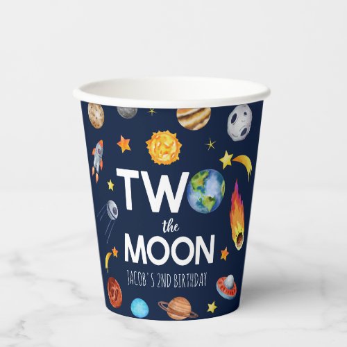 Two The Moon Outer Space Planet Birthday Party Paper Cups