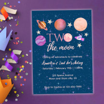 Two The Moon  Outer Space Ship Planets 2nd Bday