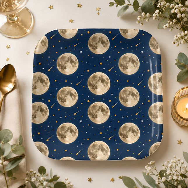 Two The Moon Paper Plates Space Birthday Party (Creator Uploaded)