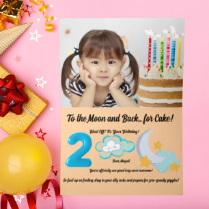 Two The Moon Photo Kids Birthday Foil Greeting Card