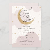 Two the Moon Pink Birthday Invitation (Front/Back)
