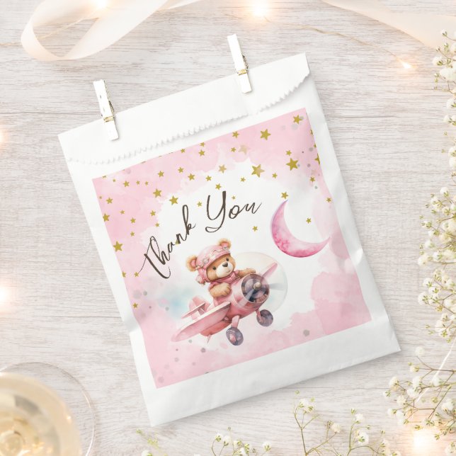 TWO the Moon | Pink Girl 2nd Birthday Favor Bags (Clipped)
