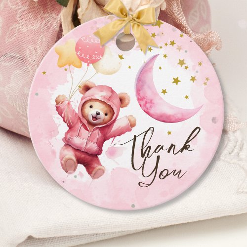TWO the Moon  Pink Girl 2nd Birthday Thank You Favor Tags