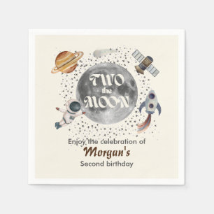 Two The Moon Planets Gender Neutral 2nd Birthday Napkins