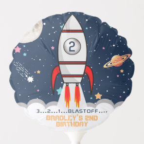 Two the Moon Rocket Ship 2nd Birthday Balloon