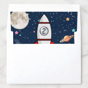 Two the Moon Rocket Ship 2nd Birthday Envelope Liner