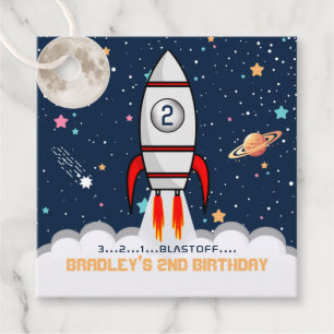 Two the Moon Rocket Ship 2nd Birthday Favor Tags