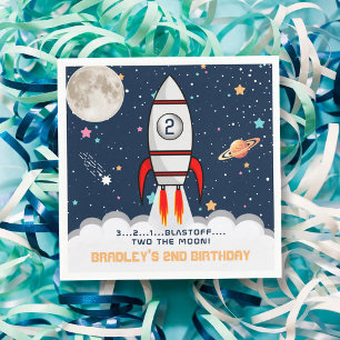 Two the Moon Rocket Ship 2nd Birthday Napkins