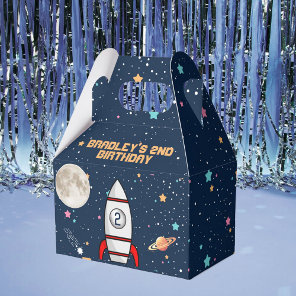 Two the Moon Rocket Ship 2nd Birthday Party Favor Boxes