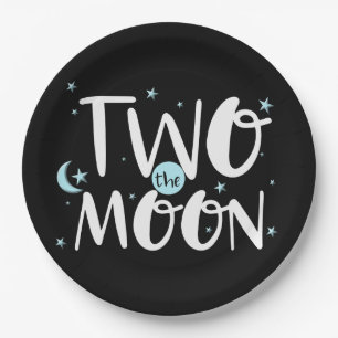 TWO THE MOON Rocket Ship Space 2nd Birthday Party Paper Plates