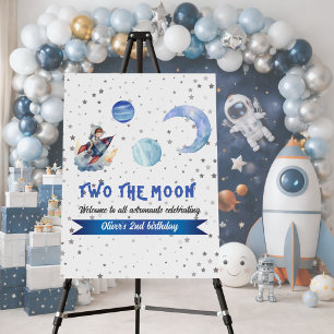 Two The Moon Rocket Space Blue Boy 2nd Birthday Foam Board