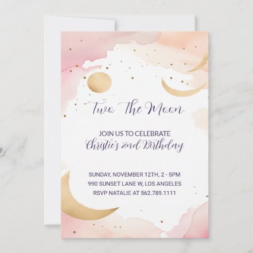 Two The Moon Second Birthday Invitation