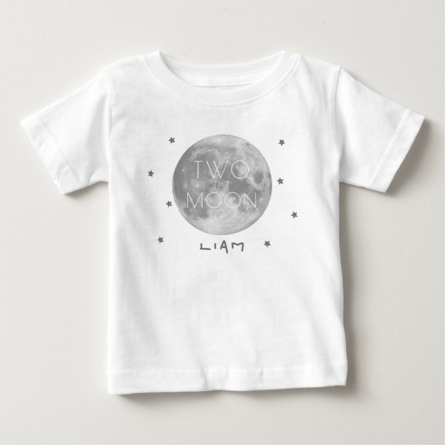Two the Moon Silver 2nd Birthday Boy Baby T-Shirt (Front)