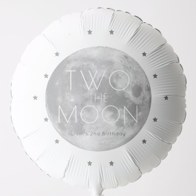 Two the Moon Silver Boy 2nd Birthday Balloon (Front)