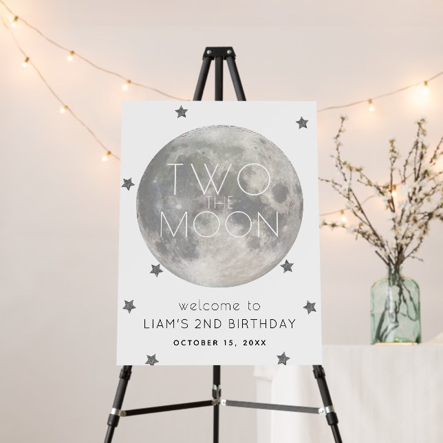 Two the Moon Silver Boy 2nd Birthday Foam Board (In Situ (Stand))