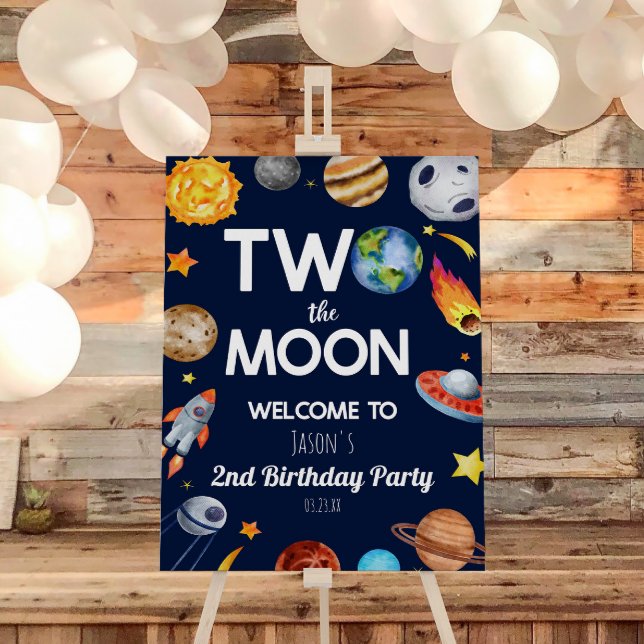 Two The Moon Space 2nd Birthday Party Welcome Sign (Creator Uploaded)