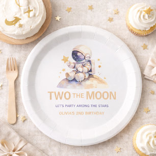 Two The Moon Space Astronaut 2nd Birthday Paper Plates