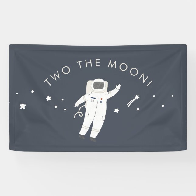 Two The Moon Space Party 2nd Birthday Invite Banner (Horizontal)