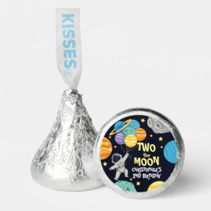 Two the moon Space Planet blue 2nd Birthday Party Hershey®'s Kisses®