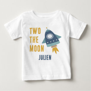 Two the Moon Space Rocket 2nd Birthday Party Baby T-Shirt
