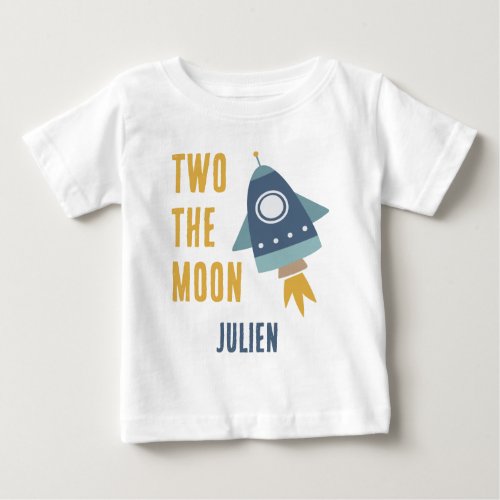 Two the Moon Space Rocket 2nd Birthday Party Baby T_Shirt