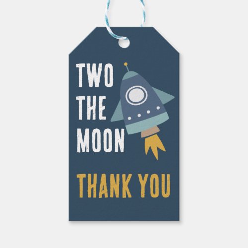 Two the Moon Space Rocket 2nd Birthday Party Gift Tags
