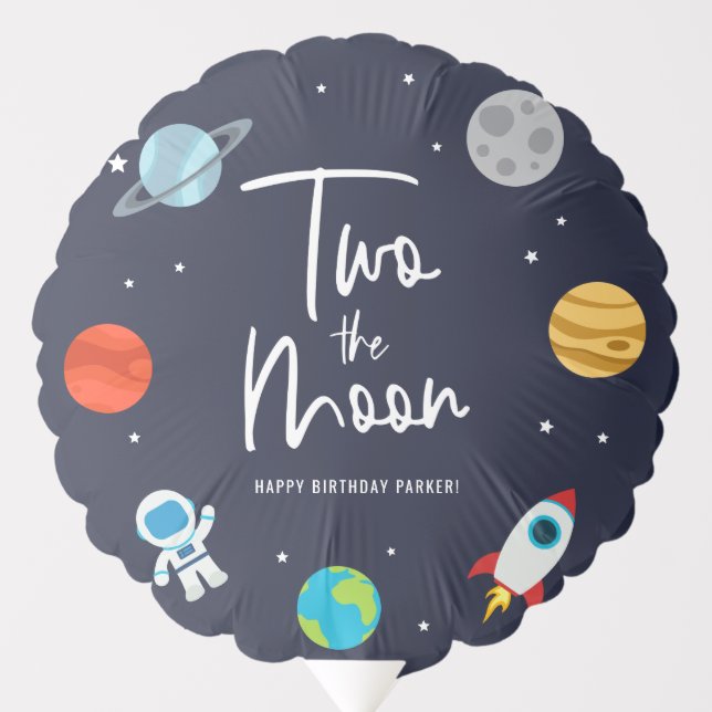 Two The Moon Space Theme Birthday Party Balloon (Front)