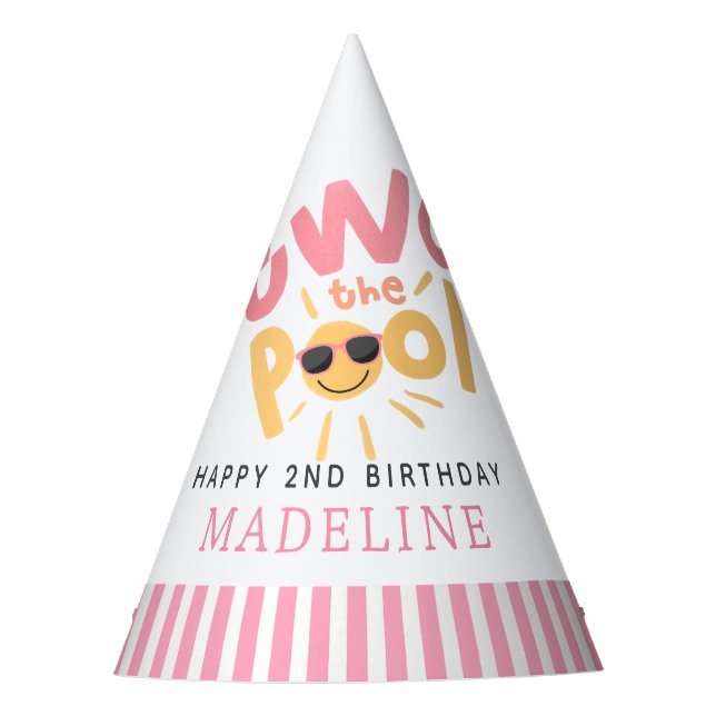 Two the Pool Girls 2nd Birthday Party Hat (Front)