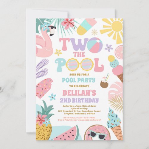 Two The Pool Summer 2nd Birthday Pool Party  Invitation