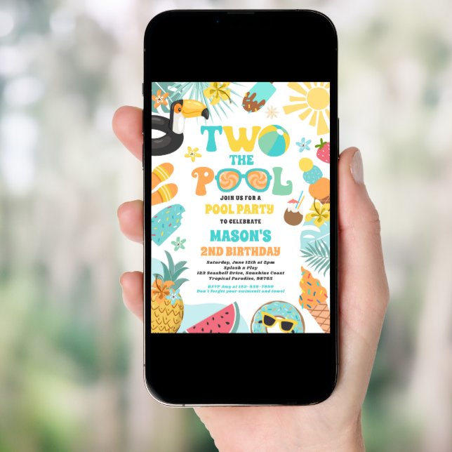 Two The Pool Summer 2nd Birthday Pool Party  Invitation (Front Digital)