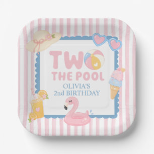 Two the Pool summer pool party 2nd birthday Paper Plates