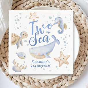 TWO The Sea 2nd Birthday Boy Blue Cute Ocean Napkins