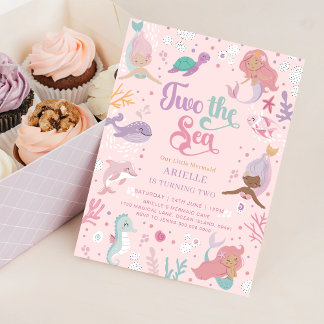 Two the Sea Birthday Invitation. Editable Mermaid Invitation