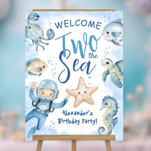 Two The Sea! Boy Blue Ocean 2nd Birthday Welcome  Foam Board